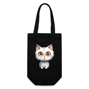 Cat Watercolor Drawing - Gift Bag for Bottles - black - Front