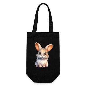 Rabbit Watercolor Drawing - Gift Bag for Bottles - black - Front