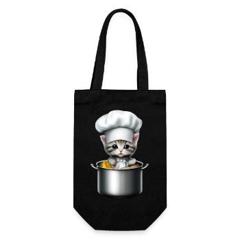 Chefkoch Katze - Geschenkbeutel für Flaschen - Schwarz - Vorne