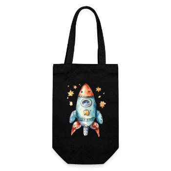 Rocket Watercolors Drawing - Gift Bag for Bottles - black - Front