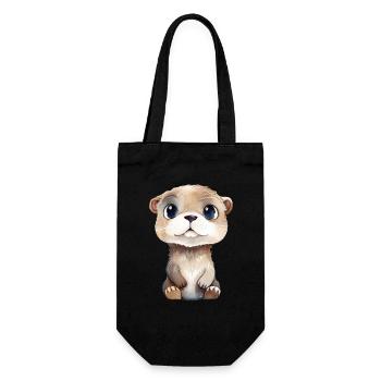 Dessin à l’aquarelle de loutre - Sac à bouteille - noir - Devant