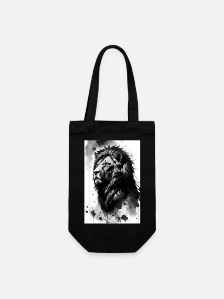 Löwe - Geschenkbeutel für Flaschen - Schwarz