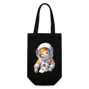 Astronaut Watercolor Drawing - Gift Bag for Bottles - black - Front