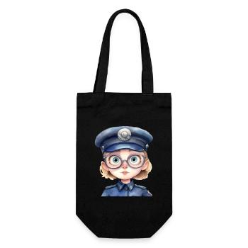 Policewoman Watercolors Drawing - Gift Bag for Bottles - black - Front