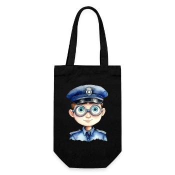 Policeman Watercolor Drawing - Gift Bag for Bottles - black - Front