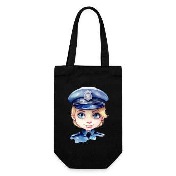 Policewoman Watercolors Drawing - Gift Bag for Bottles - black - Front