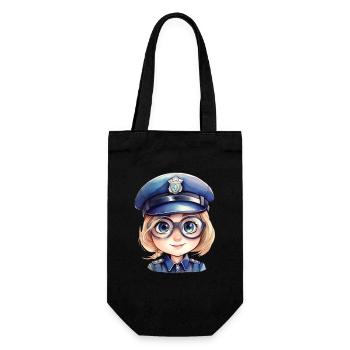 Policewoman Watercolors Drawing - Gift Bag for Bottles - black - Front