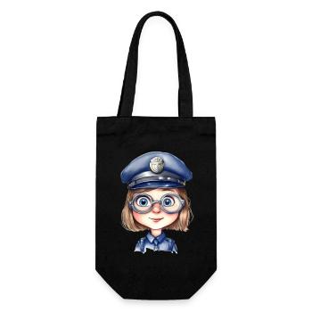 Policewoman Watercolors Drawing - Gift Bag for Bottles - black - Front