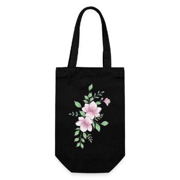 Weiße rosa Blume - Geschenkbeutel für Flaschen - Schwarz - Vorne