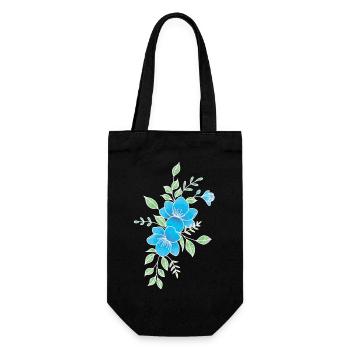 Fleur bleu et blanche - Sac à bouteille - noir - Devant