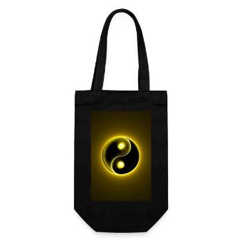 Yin Yang gelb 2 - Geschenkbeutel für Flaschen - Schwarz - Vorne