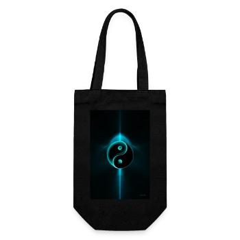 Yin Yang cyan 1 - Geschenkbeutel für Flaschen - Schwarz - Vorne