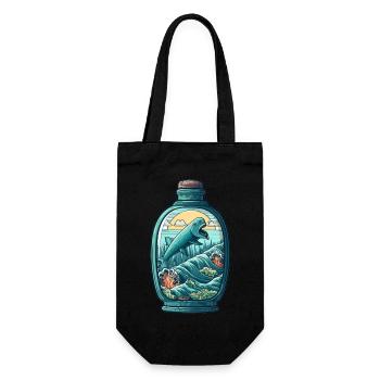 Ozean Flasche Zeichnung - Geschenkbeutel für Flaschen - Schwarz - Vorne