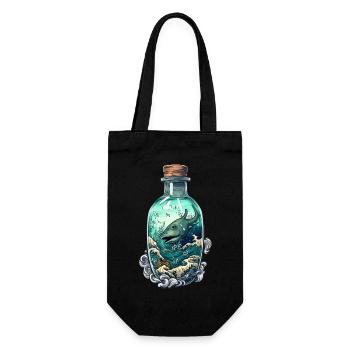 Ozean Flasche Zeichnung - Geschenkbeutel für Flaschen - Schwarz - Vorne