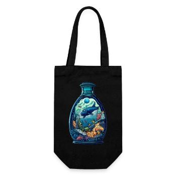 Ozean Flasche Zeichnung - Geschenkbeutel für Flaschen - Schwarz - Vorne