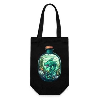 Ozean Flasche Zeichnung - Geschenkbeutel für Flaschen - Schwarz - Vorne