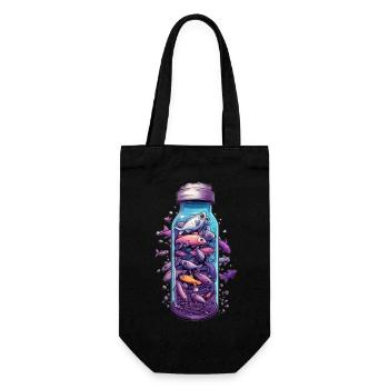 Fish Bottle Drawing - Gift Bag for Bottles - black - Front
