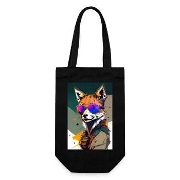 Inkpunk Fuchs mit Sonnenbrille 6 - Geschenkbeutel für Flaschen - Schwarz - Vorne
