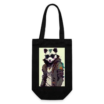 Inkpunk Panda mit Sonnenbrille 2 - Geschenkbeutel für Flaschen - Schwarz - Vorne