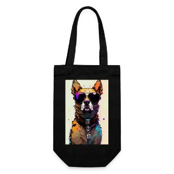 Inkpunk dog with sunglasses 2 - Gift Bag for Bottles - black - Front