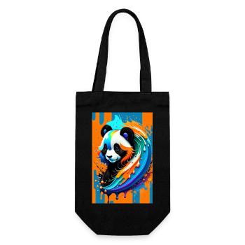 Colorful Art Potrait Panda 1 - Gift Bag for Bottles - black - Front