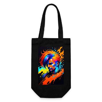 Colorful Art Potrait Man 1 - Gift Bag for Bottles - black - Front