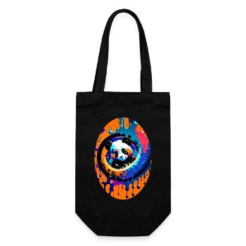 Buntes Kunst Potrait Panda 5 - Geschenkbeutel für Flaschen - Schwarz - Vorne