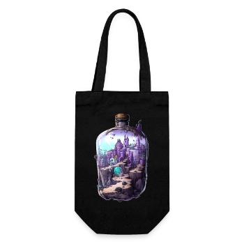 Sunken City Bottle Drawing - Gift Bag for Bottles - black - Front