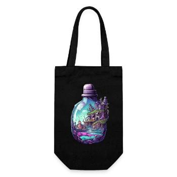 Sunken City Bottle Drawing - Gift Bag for Bottles - black - Front