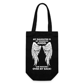 Meine Tochter ist mein Schutzengel - Geschenkbeutel für Flaschen - Schwarz - Vorne