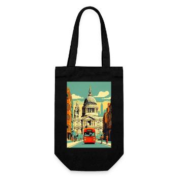 Vintage London Reiseplakat - Geschenkbeutel für Flaschen - Schwarz - Vorne