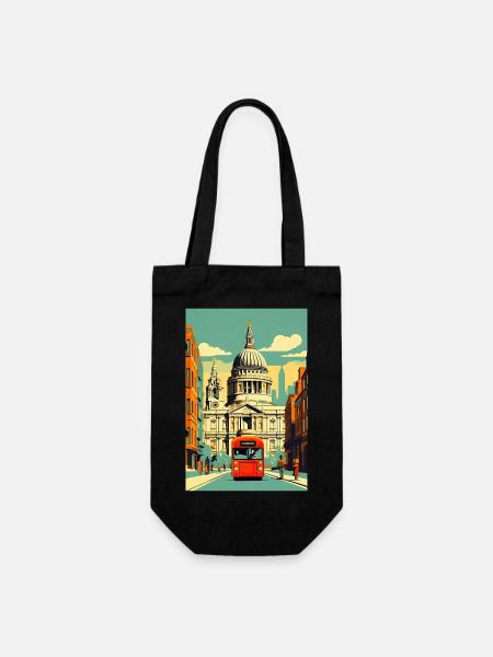 Vintage London Reiseplakat - Geschenkbeutel für Flaschen - Schwarz