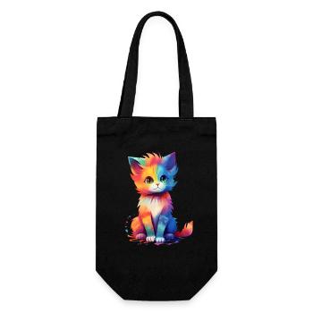 Niedliche farbige Katze - einzigartiges Druckdesign. - Geschenkbeutel für Flaschen - Schwarz - Vorne