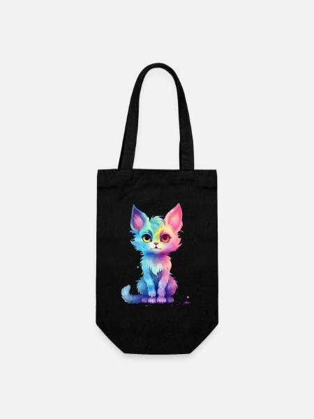 Sweet Aqua Pastel Colorful Cat Design - Sac à bouteille - noir