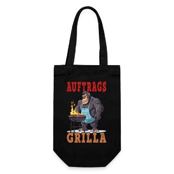Grillen Grilla Griller Gorilla BBQ Spruch Lustig - Geschenkbeutel für Flaschen - Schwarz - Vorne