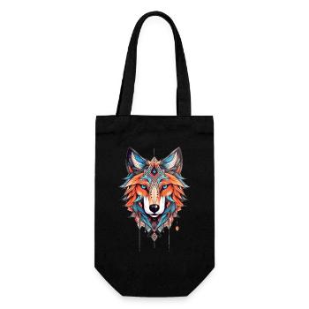 Wolf Neo Traditional Tattoo Zeichnung - Geschenkbeutel für Flaschen - Schwarz - Vorne