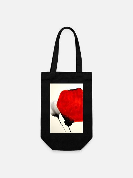 Mohnblume - Geschenkbeutel für Flaschen - Schwarz