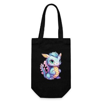 Drache Kawaii Zeichnung - Geschenkbeutel für Flaschen - Schwarz - Vorne