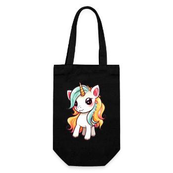 Licorne Dessin mignon - Sac à bouteille - noir - Devant