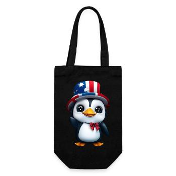Patriotic penguin for the 4th of July - Gift Bag for Bottles - black - Front