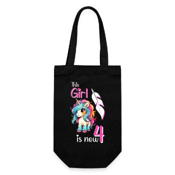 Unicorn Birthday 4 years - Gift Bag for Bottles - black - Front