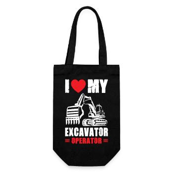 I Love Excavator Operator - Geschenkbeutel für Flaschen - Schwarz - Vorne