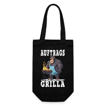 Grillen Grilla Griller Gorilla BBQ Spruch Lustig - Geschenkbeutel für Flaschen - Schwarz - Vorne