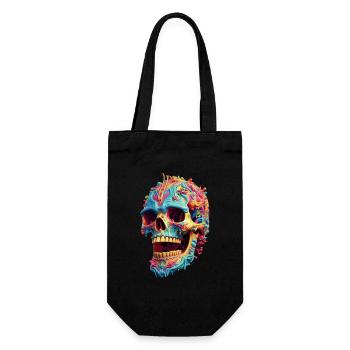 Bunter Totenkopf Schädel 3D Farbenfroh Punk Pop - Geschenkbeutel für Flaschen - Schwarz - Vorne