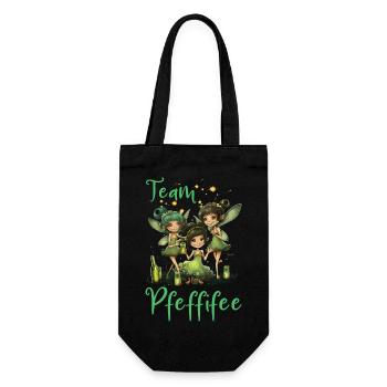 Team Pfeffifee Pfefferminz Likör Saufen JGA - Geschenkbeutel für Flaschen - Schwarz - Vorne