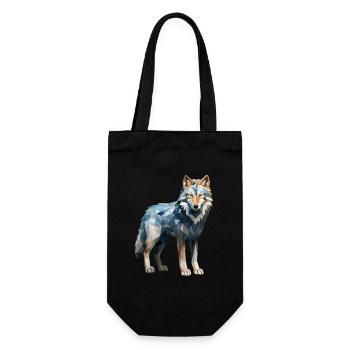 Wolf Geometrisch Zeichnung - Geschenkbeutel für Flaschen - Schwarz - Vorne