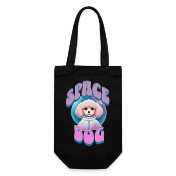 Space dog Poodle retro - Gift Bag for Bottles - black - Front