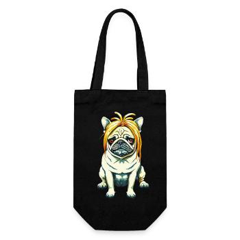 Pug with wig #PugLife - Gift Bag for Bottles - black - Front