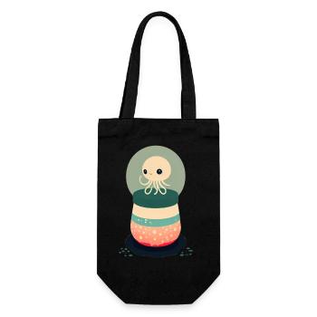 Mignonne pieuvre assise dans sa joyeuse petite bulle - Sac à bouteille - noir - Devant