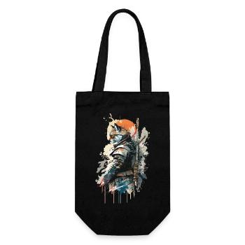 Samurai-Katze trägt eine Uniform - Geschenkbeutel für Flaschen - Schwarz - Vorne